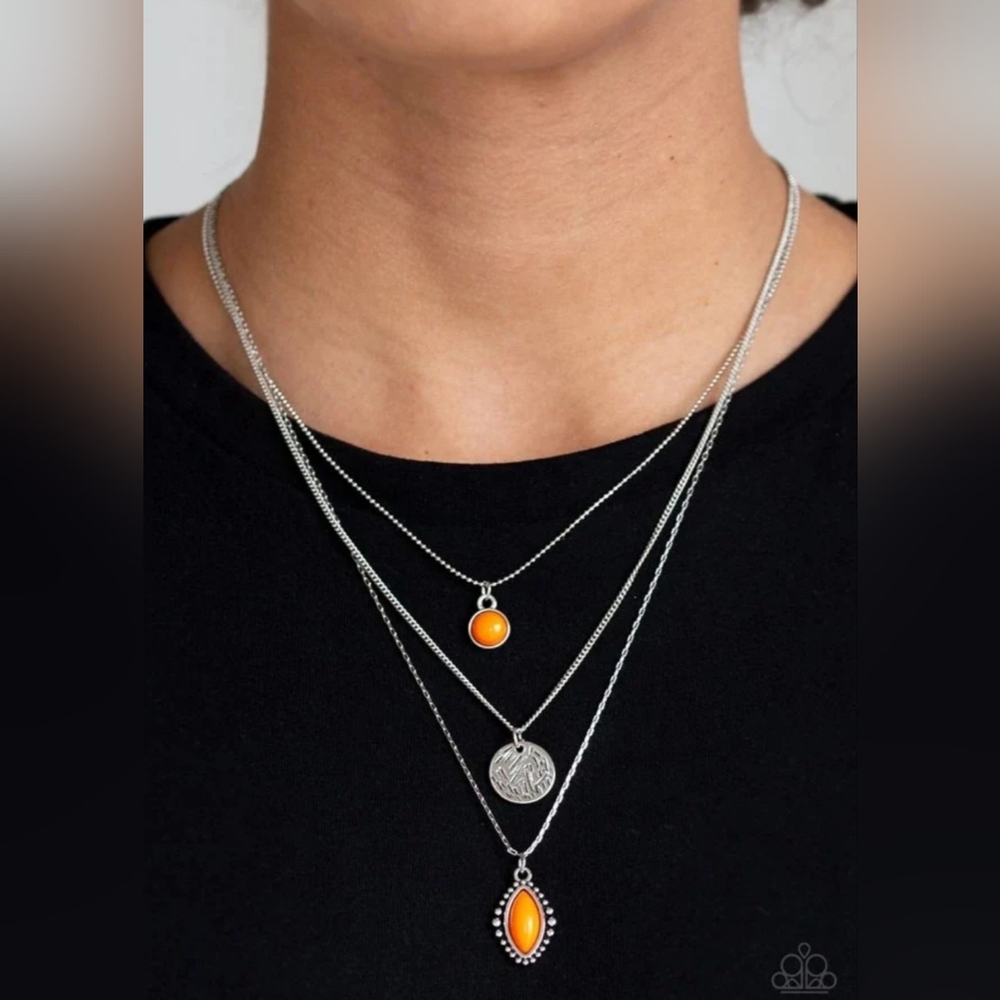 5 For $20! Tide Drifter - Orange Necklace-Paparazzi